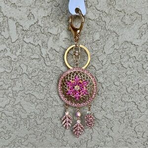 Southwestern Style Pink & Gold Dreamcatcher Keychain/Bag Charm